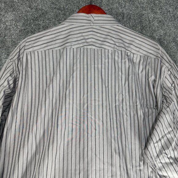 Ben Sherman Shirt Mens 18 Button Up Gray Stripe Cotton Long Sleeve Pocket - Picture 8 of 8